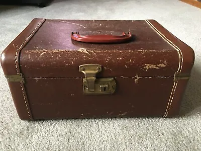 Vintage Hard Wood Contact Paper Train Case Cosmetic Luggage Suitcase With Mirror • $31.50