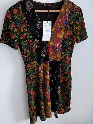 Zara Womens Patchwork Print Floral Short Dress Top Mini UK Medium 10  • £9.99