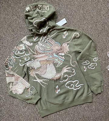 Maharishi Embroidered Dragon Pheonix Hoodie Olive  Size Medium Brand New • £299