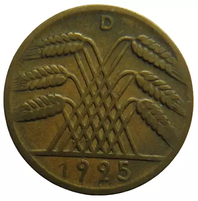 1925-D Germany - Weimar Republic 10 Reichspfennig Coin • £4.18