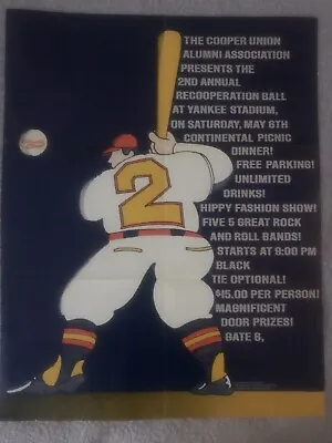 MILTON GLASER VNTG BASEBALL Cooper Union RARE POSTER • $55