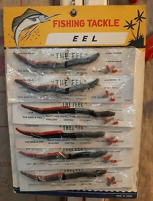 VINTAGE NIP Store Display 12 Fishing Tackle  The EEL  Bass Pike Walleyes & Trout • $95