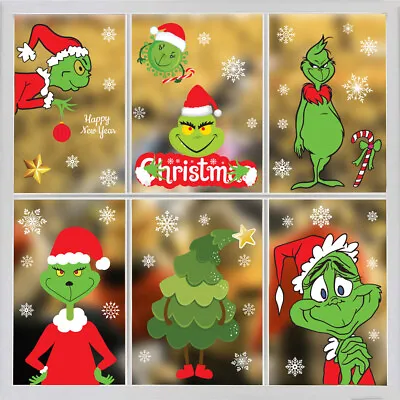 £9.69 • Buy Christmas Removable Window Stickers Grinch's Themed Decal Wall Home Shop Decor