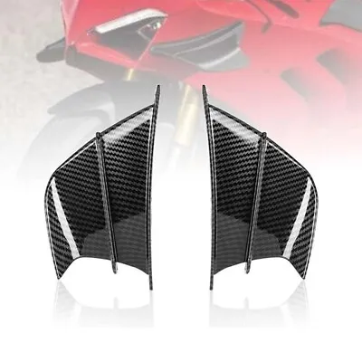1Pair Motorcycle Side Winglets Air Deflector Wing Kit Spoiler Gloss Carbon Fiber • $16.99