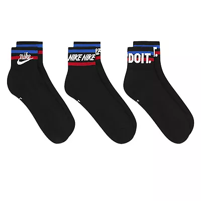 Nike Everyday Essential Ankle Socks In Black 3-Pack Size L • $19.99