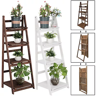 4 Tier Plant Stand Ladder Bookshelf Rack Vintage Display Shelf Storage Foldable • $35.99