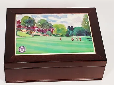 Muirfield Village Golf Club Wood Box 2002 Memorial Invite Ceramic Tile Felt Line • $32.99