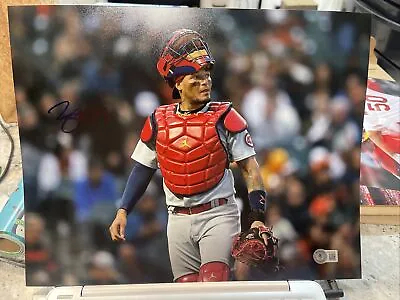 Yadier Molina Signed 11x14 Photo Autograph St Louis Cardinals Beckett Bas Coa D1 • $299.99