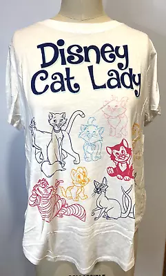 Disney Cat Lady T-Shirt Woman's Size L Aristocats Oliver Cheshire Cat Marie • $25