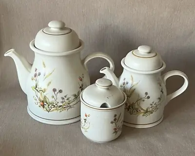 Vintage Marks And Spencer Harvest 2 Teapots /Coffee Pots And Lidded Sugar Bowl • £16