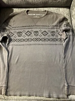 $19.99 • Buy Mossimo Supply Co Mens Long Sleeve Thermal Size Large Gray Skulls Cotton
