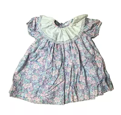 Vintage Rare Edition Violet Pink Blue Floral Toddler 2T Dress Made In USA • $19.99
