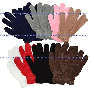 Wholesale Lot 12 Pairs Adult Chenille Winter Ski Magic Gloves Asst Color Unisex • $23.99