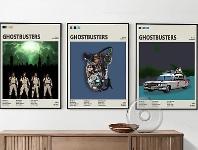 Ghostbusters Print - Movie Poster Retro Ecto 1 Proton Pack Vintage Art Print • £29.99