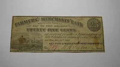 $.25 1862 Middletown Point New Jersey Obsolete Currency Bank Note Bill! Keyport • $147.24