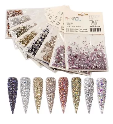 £0.99 • Buy 3D Crystal AB Rhinestones NailArt Gems Diamante Round Decoration UK STOCK 1440pc