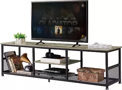 Industrial TV Stand For Televisions Up To 70 Inch 62  Entertainment Center With • $111.97