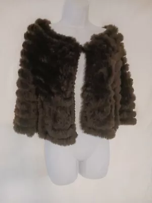 BCBG Max Azria Brown Rabbit Fur & Wool Blend Shawl Cape Size M/L • $29.99