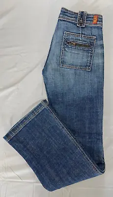 7 For All Mankind Retro Flare Stretch Denim Jeans Women's Size 24 • $22.99