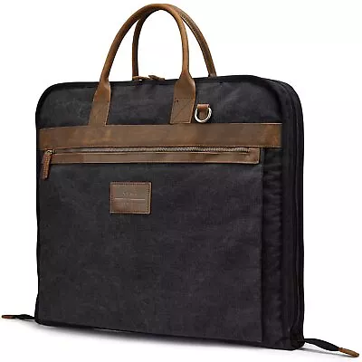 Garment Bag For Travel Canvas Leather Carry On Suit Bag For Men Women • $68.34