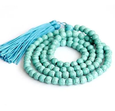 8mm Howlite Turquoise 108 Prayer Beads Tibet Buddhist Mala Necklace • $6.93