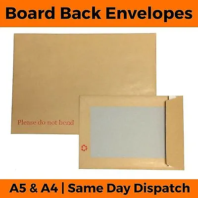 Hard Board Backed Envelopes - Please Do Not Bend C6 C5 C4 C3 Manilla Brown Card • £5.57