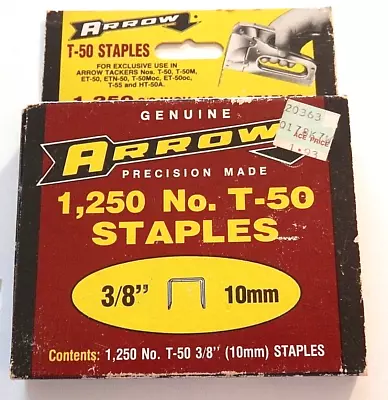 Arrow Staples T-50 3/8  Staples 10mm Arrow Fastener Co. Vintage Precision Made • $7.99