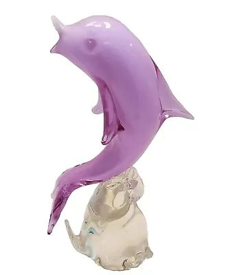 Murano Style Dolphin Pink Art Glass Hand Blown Figurine  Heavy  • $21