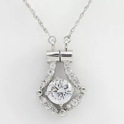 3 Ct Simulated Diamond Convertible Pendant Necklace 14K White Gold Plated Silver • $48.59