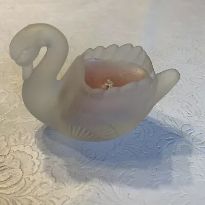 Vintage Frosted Glass Swan Candle Holder - Never Burner • $2.25