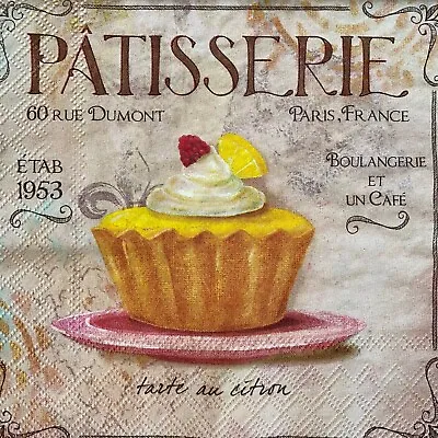 £1.35 • Buy 4 X Single Paper Napkins - Decoupage - Craft - French Patisserie Cake B212