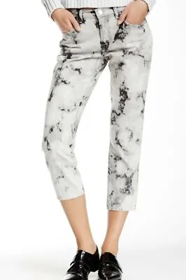 J Brand Aubry Ankle Jeans Dark Sonic Women's Size 28 Black White Acid Wash Crop • $12.23