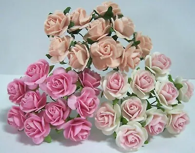 20x Mulberry Paper Roses Flowers 2cm /20mm Varied Colours Card Making 51 Colours • £2.45