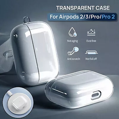 For Apple AirPods 3 2 Pro 2 2022 Case Cover Crystal Clear Silicone Transparent • $7.39