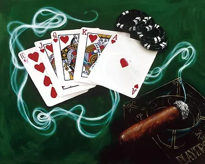 **Michael Godard- ROYAL FLUSH -Las Vegas-Cigar-Gambling-Poker-Art**  • $1295