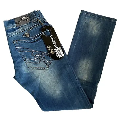 Chili Pepqer Men's Jeans Size 32 Embellished Distressed Straight Leg Hip Hop Y2K • $29.95