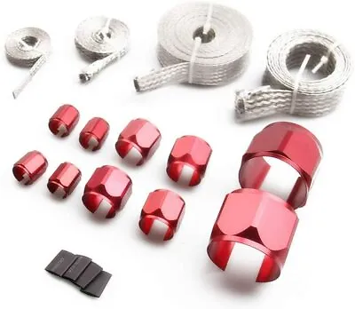 Braided Hose Sleeving Kit MagnaBraid II Stainless Steel Hose Sleves Red Covers • $39.95