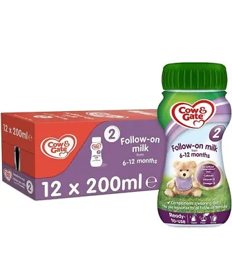 Cow & Gate Stage 2 Ready To Use Follow-On Milk 6-12 Months 200ml 12 Pack • £13.99