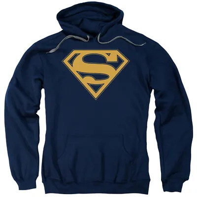 SUPERMAN NAVY & ORANGE SHIELD Licensed Adult Hooded Sweatshirt Hoodie SM-3XL • $49.95
