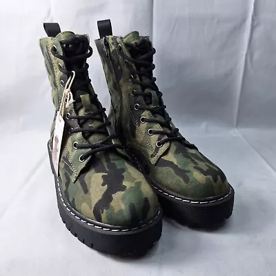 Sincerely Jules Combat Boots Womens Sz 8 Green Camo Military Style  P1HRL60  • $34.99