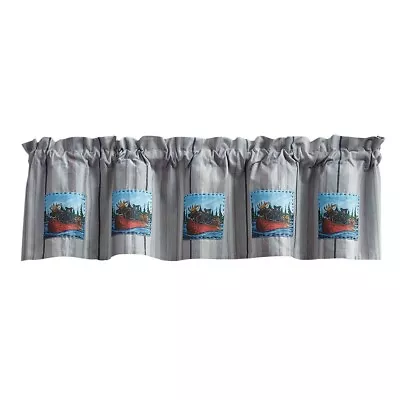 Summer Vacation Bear Moose Patch Cotton Cabin Window Valance 60 X 14 Home Decor • $35