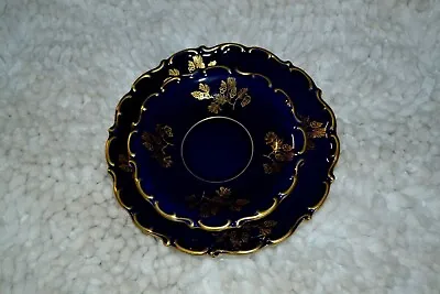 Vintage ECHT Cobalt Gold Trim Floral Plate Bavaria Germany Plate & Saucer • $31.49