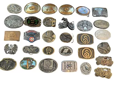 Vintage Belt Buckle Collection Lot Of 31 Western Agriculture Hunting NRA Eagle • $37