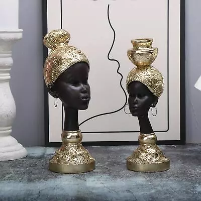 African Women Statue Ornament Creative Resin Handcrafted African Lady Figurine • $39.86