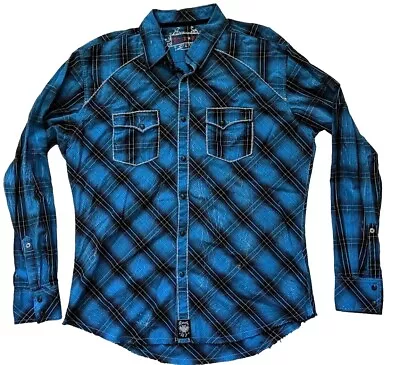 Wrangler Rock 47 Snap Buttons Long Sleeve Shirt Western Rodeo Rockabilly  Men XL • $25