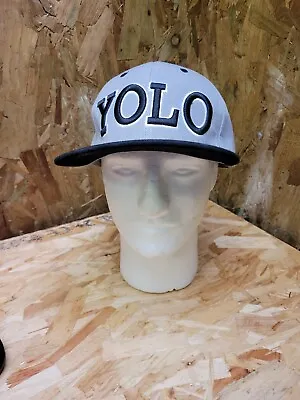 YOLO DT Peaked Hat Double Times 6 Panel Snapback Cap Headwear Size 7 1/8 57cm #Y • £15.95