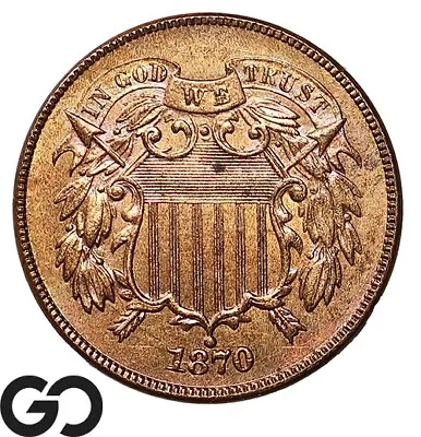 1870 Two Cent Piece Red Brown Choice BU++ • $30