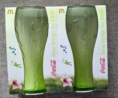 Pair Of McDonalds Coca Cola Green Glasses 2010 • £6