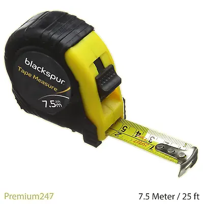 7.5m / 25ft Retractable Metal Tape Measure Measuring Metric & Imperial Non-Slip • £4.99