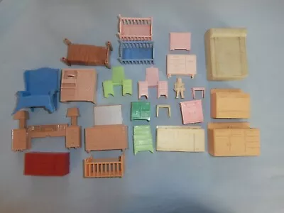Vintage Lot 23 Pieces  Plastic Furniture + Girl For Tin Dollhouse Marx? • $12.95